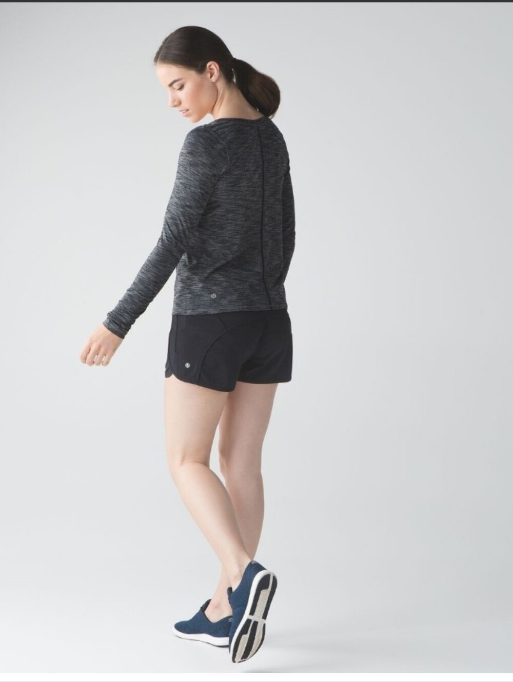 Lululemon Intensi-Tee Long Sleeve Heathered Black / Black - 6/8 PTP 20"